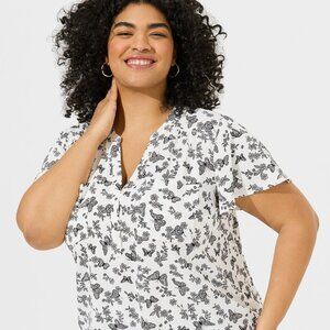 TORRID Harper Studio Crepe de Chine Flutter Short Sleeve Blouse